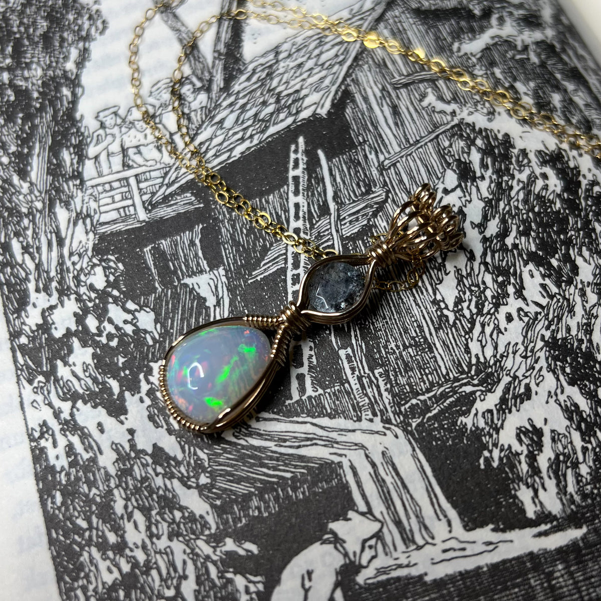 Ethiopian Opal & Mossy Aquamarine Necklace – Bekkathyst