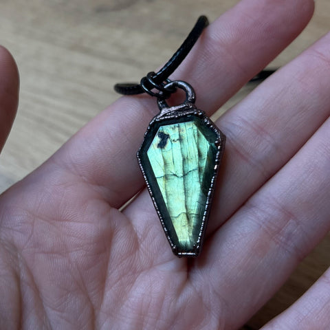 Labradorite Coffin Pendant