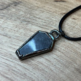 Silver Sheen Obsidian Coffin Pendant