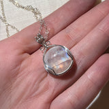 Pink Rainbow Moonstone Necklace