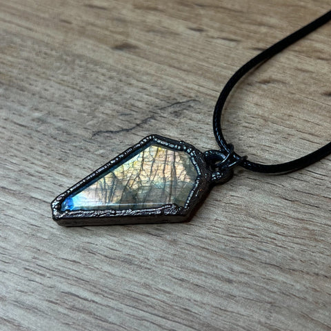 Labradorite Coffin Pendant