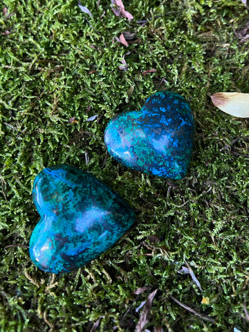 Chrysocolla with Pyrite Hearts