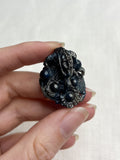 Natural Silver Blue Star Sapphire Dragon Carving