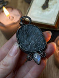 Black Amethyst and Moonsone Amulet