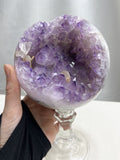 5” Amethyst Geode Sphere with Glass Stand