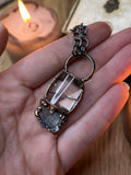 Tourmalinated Quartz and Aquamarine Amulet