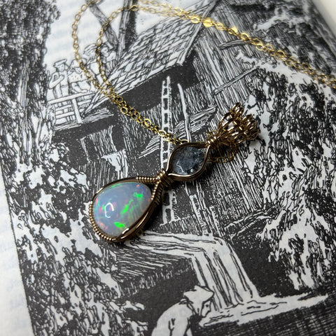 Ethiopian Opal & Mossy Aquamarine Necklace