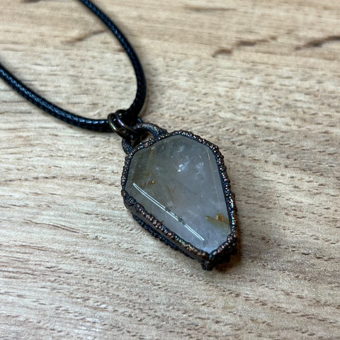 Rutilated Quartz Coffin Pendant