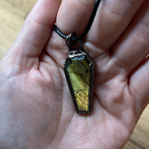 Labradorite Coffin Pendant