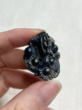 Natural Silver Blue Star Sapphire Dragon Carving