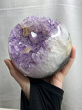 5” Amethyst Geode Sphere with Glass Stand