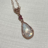 Pink Rainbow Moonstone & Pink Spinel Necklace