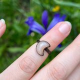Peach Moonstone Moon Ring Size 3