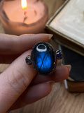 Size 9.5 Labradorite and Tanzanite Ring