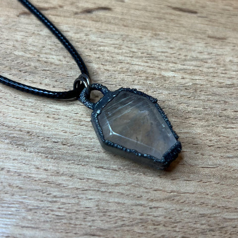 Rutilated Quartz Coffin Pendant