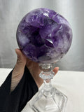 4.5” Amethyst Geode Sphere with Glass Stand