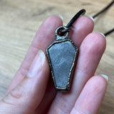 Silver Sheen Obsidian Coffin Pendant