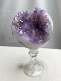 5” Amethyst Geode Sphere with Glass Stand