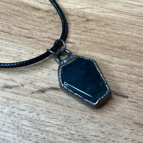 Moss Agate Coffin Pendant