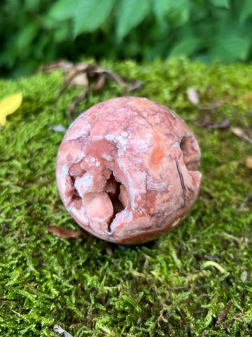 Pink Agate Sphere with Stand