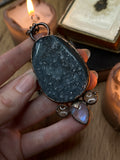 Black Amethyst and Moonsone Amulet