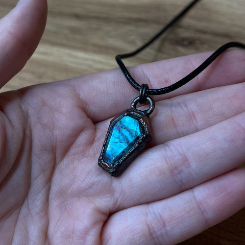 Labradorite Coffin Pendant