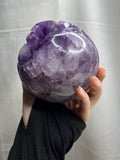 4.5” Amethyst Geode Sphere with Glass Stand