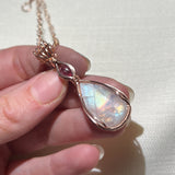 Pink Rainbow Moonstone & Pink Spinel Necklace