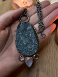 Black Amethyst and Moonsone Amulet