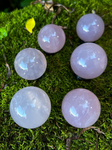 Girasol Rose Quartz Spheres with Stands