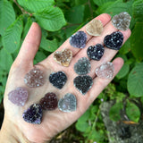 Rainbow Amethyst Druzy Hearts