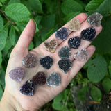 Rainbow Amethyst Druzy Hearts