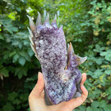 Amethyst Geode Nine Tail Fox Carving