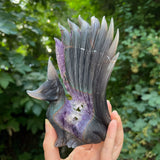 Amethyst Geode Nine Tail Fox Carving