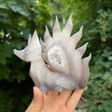 Quartz Geode Nine Tail Fox Carving