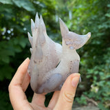 Quartz Geode Nine Tail Fox Carving