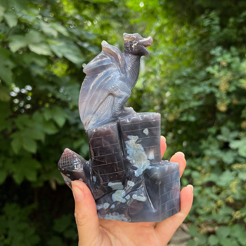 Agate Dragon with Castle