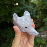 Agate Geode Wolf Carving