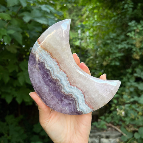 XL Amethyst and Agate Crescent Moon