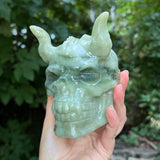 Green Calcite Horned Skull