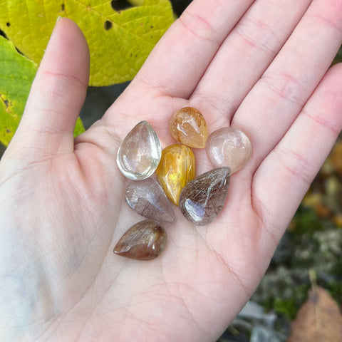 Rutilated Quartz Teardrops