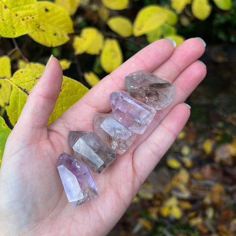 Polished Phantom Smoky Amethyst Points