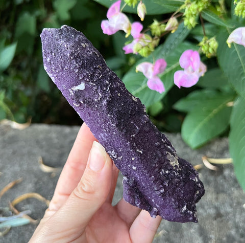 New Find Purple Fluorite Over Candle Quartz Specimen