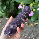 New Find Purple Fluorite Over Candle Quartz Specimen