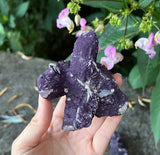 New Find Purple Fluorite Over Candle Quartz Specimen