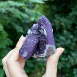 New Find Purple Fluorite Over Candle Quartz Specimen