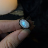 Creature Ring - Rainbow Moonstone Copper Ring (Size 6.5)