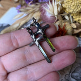 4cm Green Tourmaline Sword Earrings