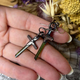 4cm Green Tourmaline Sword Earrings