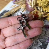 3.5cm Green Tourmaline Sword Earrings